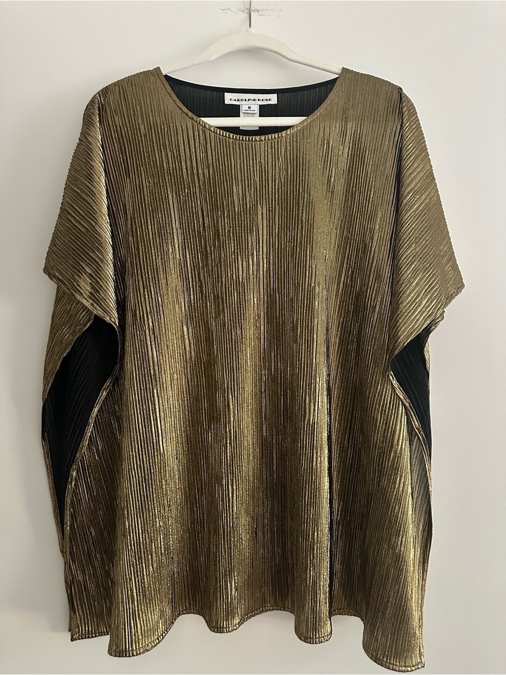 Caroline Rose Metallic Gold Pleated Tunic Top / Never Worn